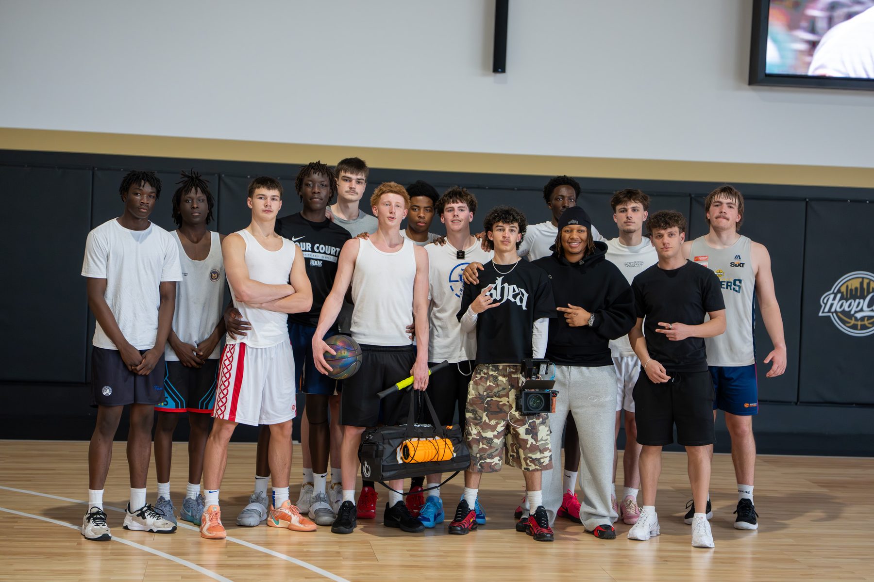 Older players grouped together in a training facility